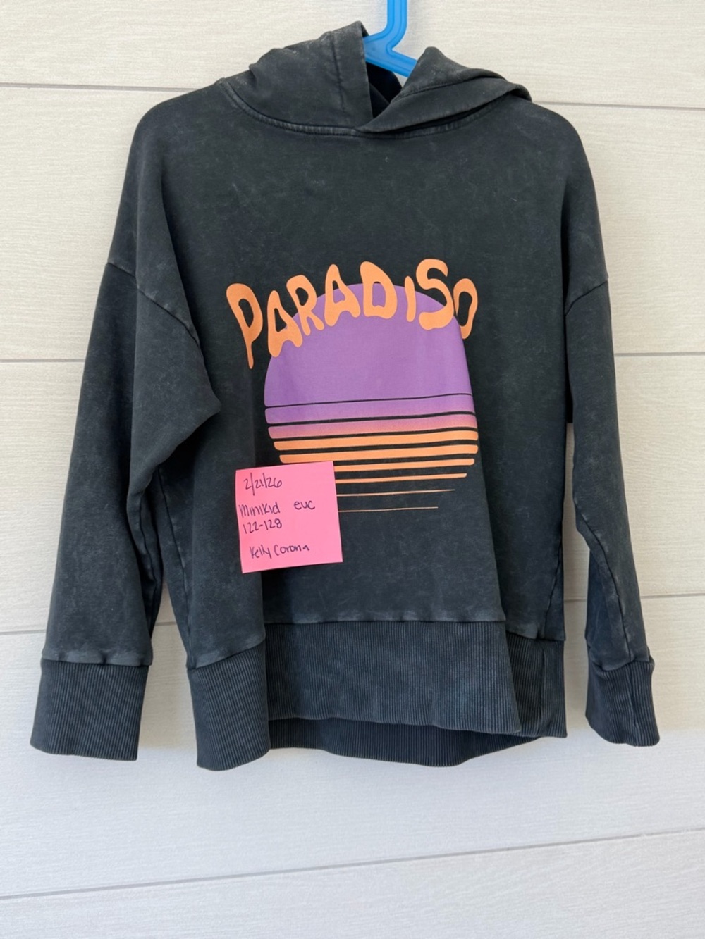 Paradiso Graphic Hoodie Sweatshirt - Black with Purple & Orange Print